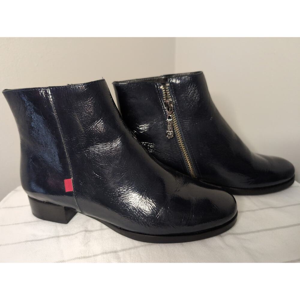Marc Joseph Lafayette leather navy blue zip up booties sz 6
